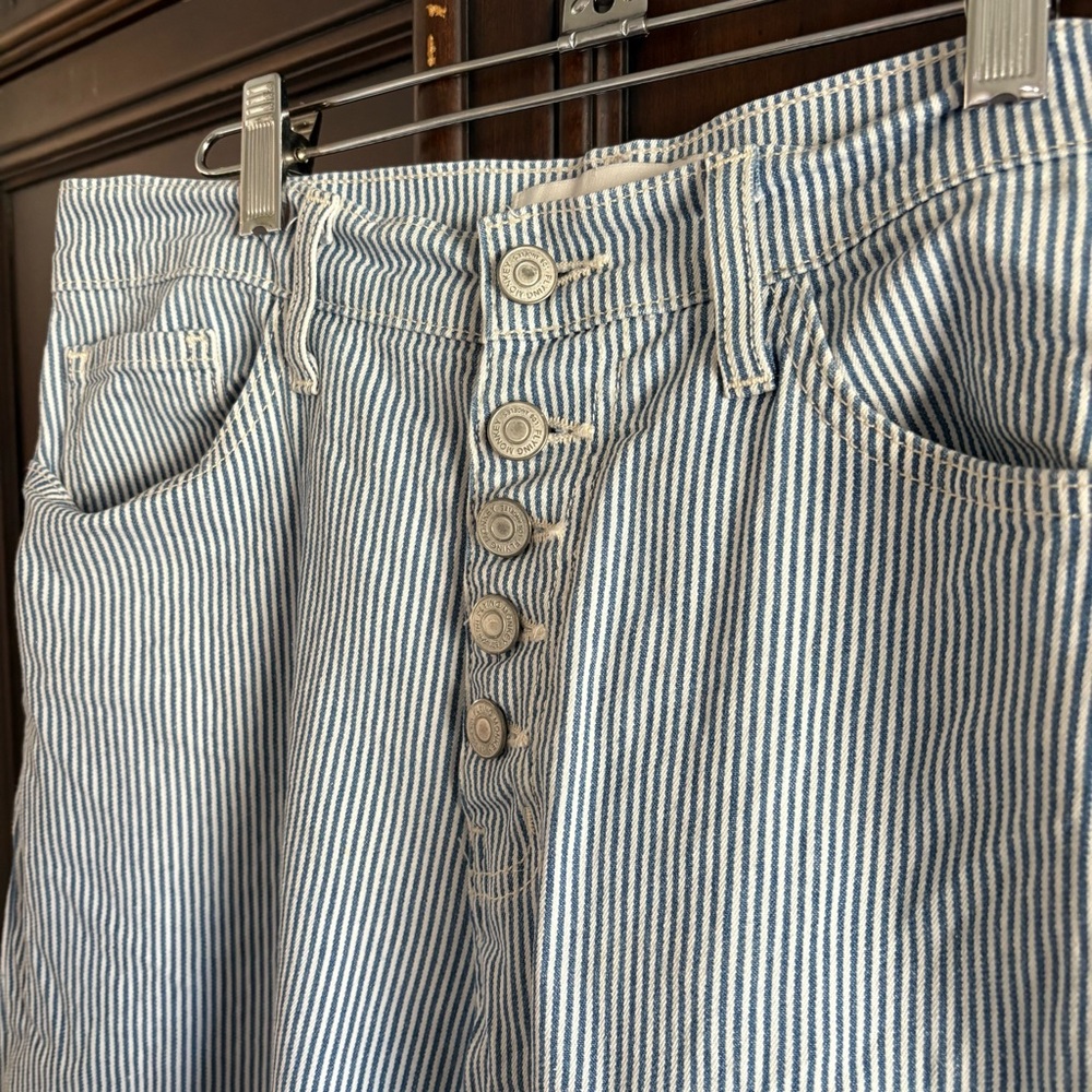 Flying Monkey Wide Leg Railroad Striped Cropped Jeans size 29 - Picture 2 of 5